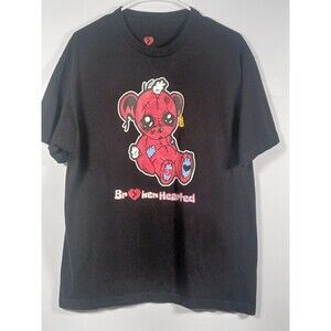 Black Broken Hearted Reverse Flu Game T-Shirt Custom Streetwear Graphic Tee EUC